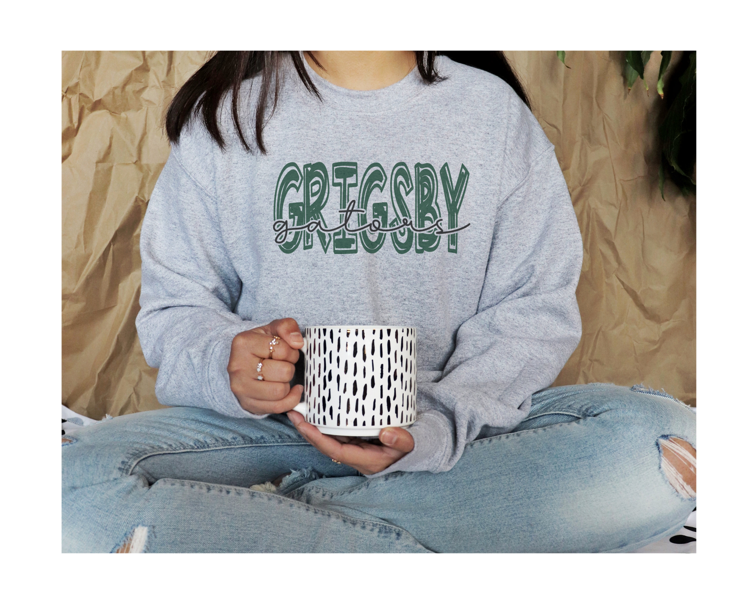 School Mascot Scribble Adult Ash Grey Sweatshirt