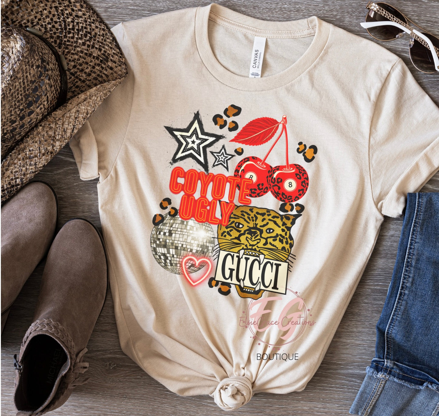 Coyote Tiger Off White /Sand Color T-Shirt