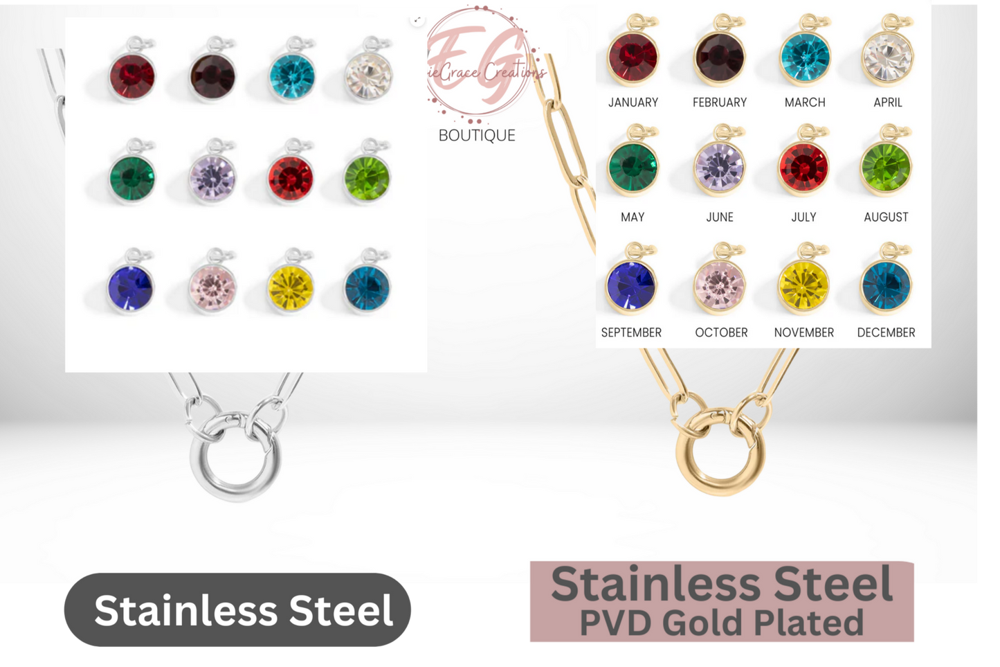 Birthstone Paperclip Necklace - IN STOCK