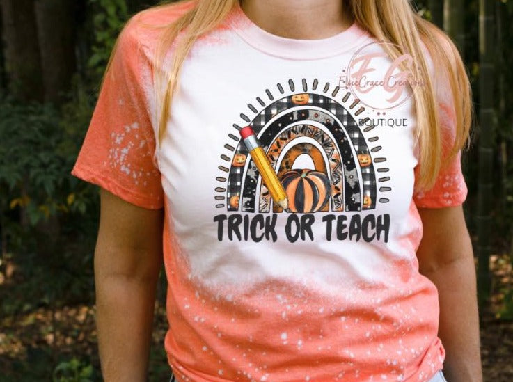 TRICK OR TEACH BLEACHED TEE