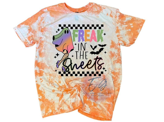 FREAK IN THE SHEETS ORANGE BLEACHED TEE