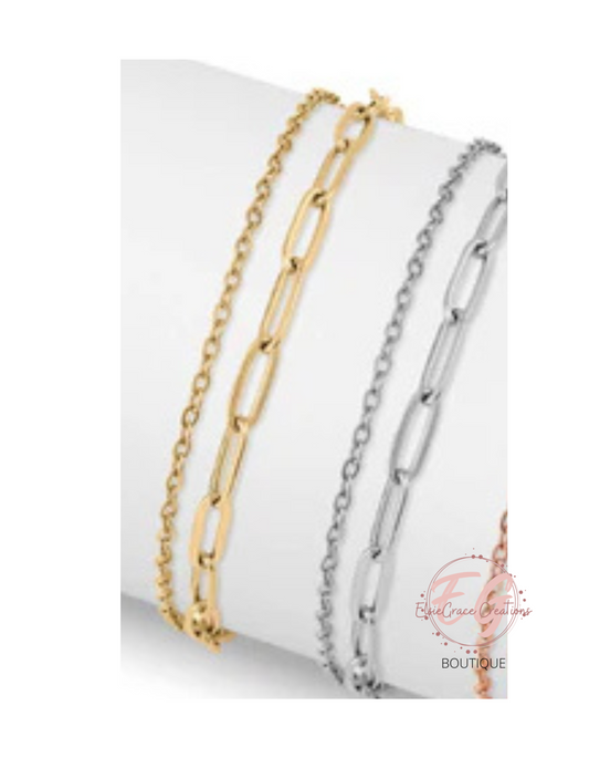 Paperclip Double Anklet - IN STOCK