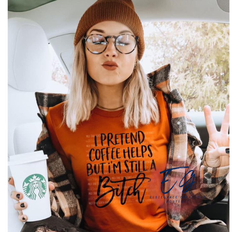 PRETEND COFFEE HELPS GRAPHIC TEE