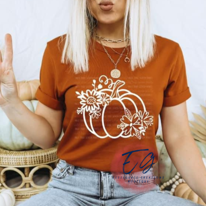 PUMKIN FLOWERS GRAPHIC TEE