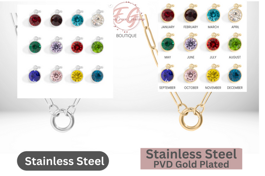 Birthstone Paperclip Necklace - IN STOCK